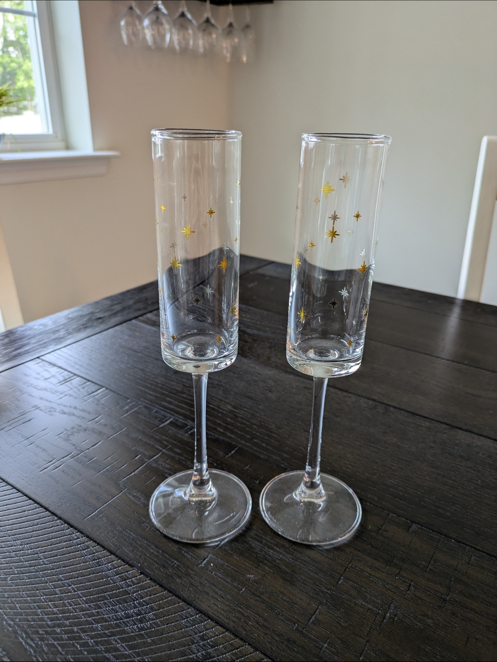 Gold Star Sparkle Champagne Flutes - Set of 2